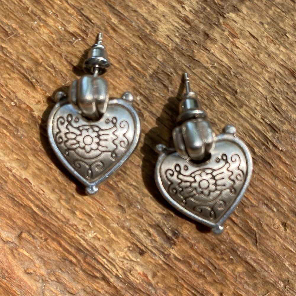 Brighton retired etched heart swivel post earring